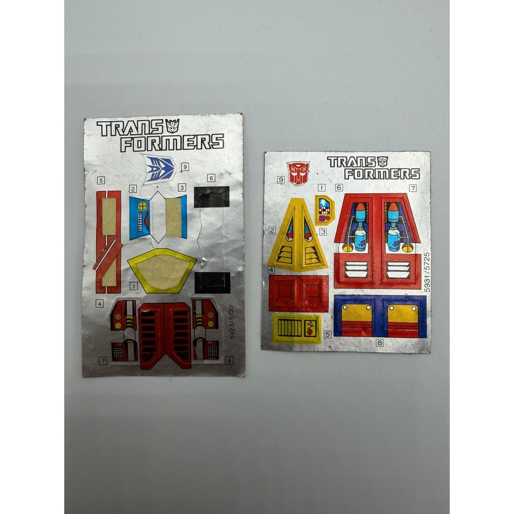 Vintage G1 Transformers Sticker Sheets Autobot Decepticon Foil Decals 5931 5923 - Picture 1 of 11
